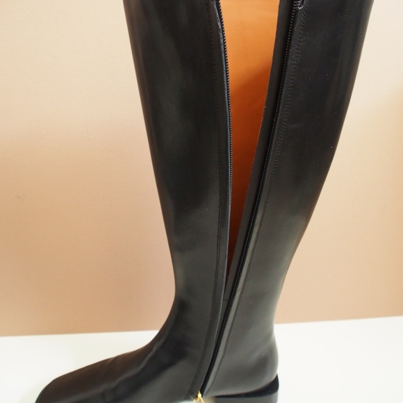 Tory Burch Square Toe Boots 20MM Knee Boots Size 9 Black - Picture 4 of 9